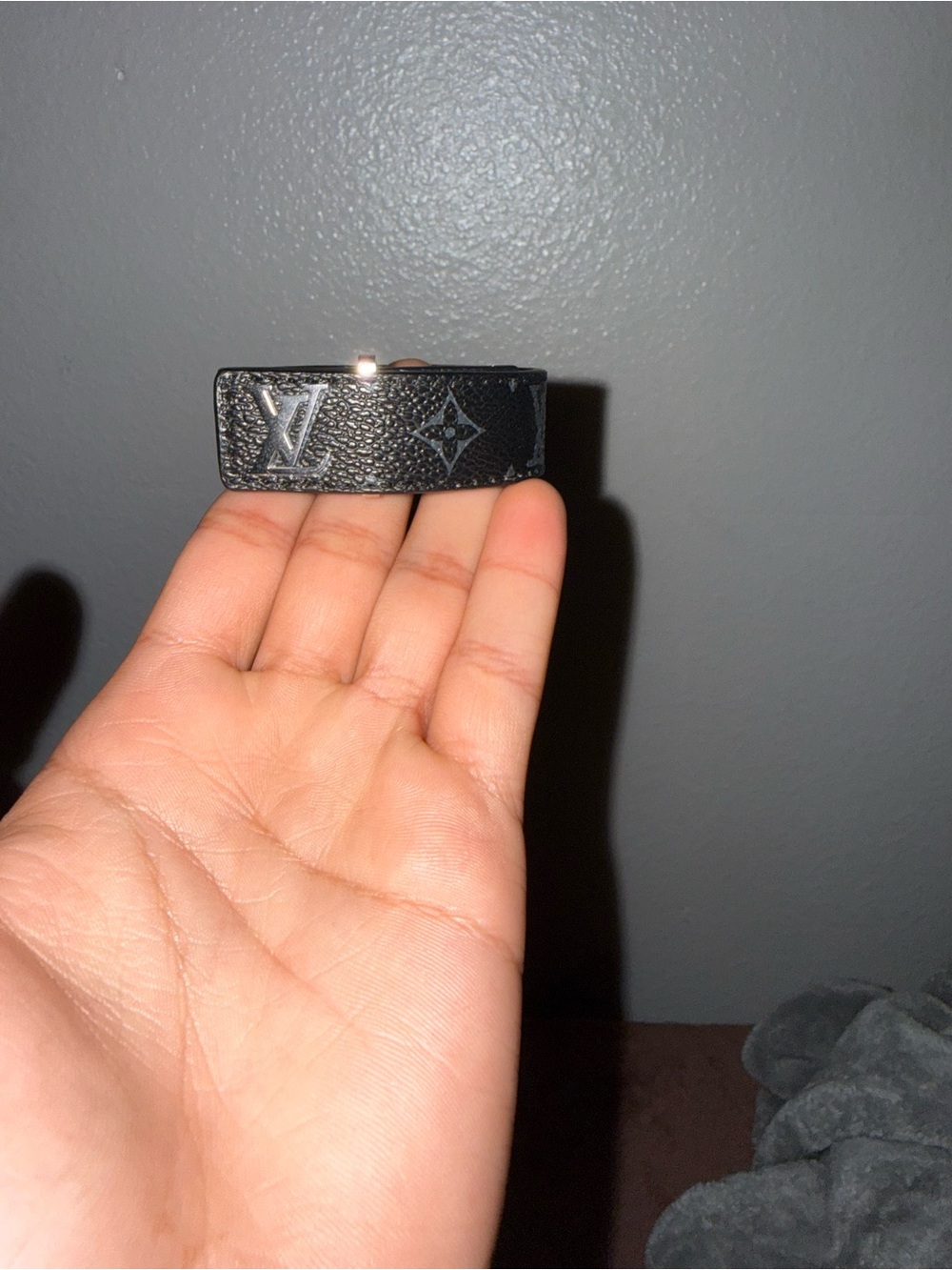 Louis Vuitton Black Monogram Leather Belt Bracelet